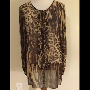 CAbi leopard silk blouse size small button down